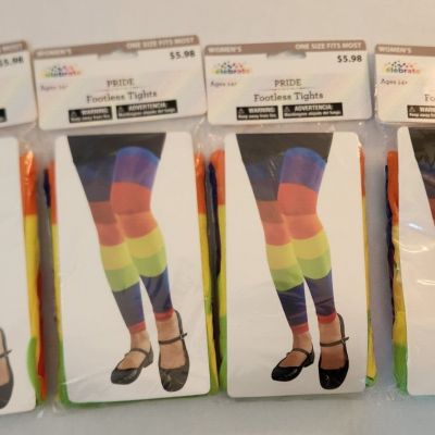 PRIDE ???? Multi Color Footless Tights ONE SIZE (Lot of 4 Pairs) Ranbow *NEW*